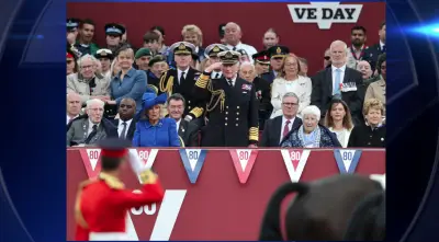 British royal family watches military parade marking start of VE Day events in London